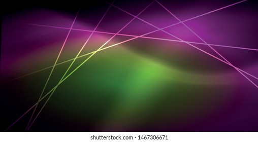 Neon glowing lines, magic energy space light concept, abstract background wallpaper design, vector illustration