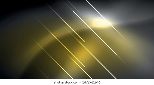 Neon glowing lines, magic energy space light concept, abstract background wallpaper design, vector illustration