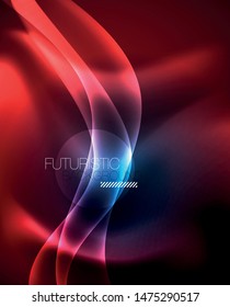 Neon glowing lines, magic energy space light concept, abstract background wallpaper design, vector illustration