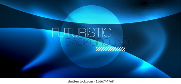 Líneas brillantes de neón, concepto de luz espacial mágica, diseño de fondo abstracto de fondo de fondo, ilustración vectorial