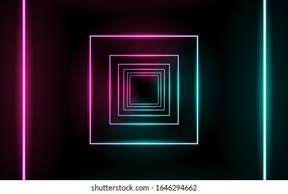 Neon glowing lines, magic energy space light concept, abstract background design