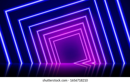 Neon glowing lines, magic energy space light concept, abstract background design