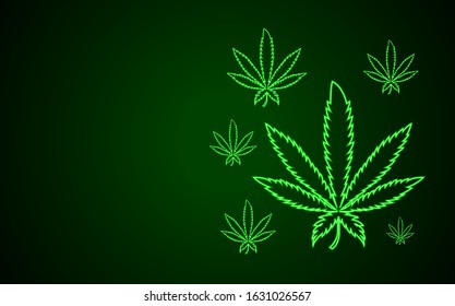 Neon glowing lines, marijuana concept, marijuana background design