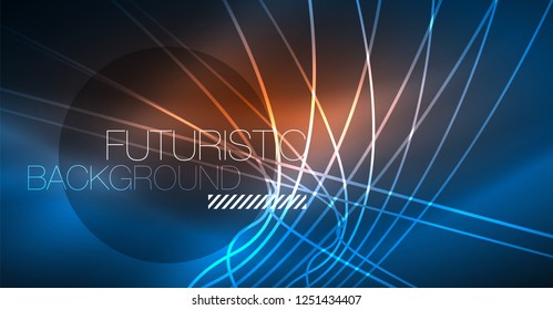 Neon glowing magic background, neon banner, night sky wallpaper. Magic light vector effect. Christmas abstract pattern.