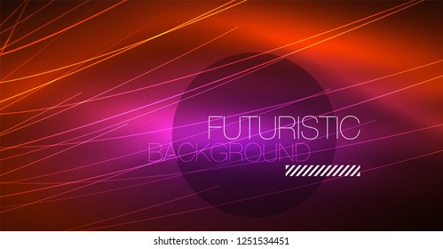 Neon glowing magic background, neon banner, night sky wallpaper. Magic light vector effect. Christmas abstract pattern.