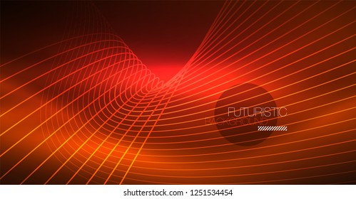 Neon glowing magic background, neon banner, night sky wallpaper. Magic light vector effect. Christmas abstract pattern.
