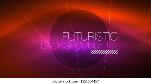 Neon glowing magic background, neon banner, night sky wallpaper. Magic light vector effect. Christmas abstract pattern.
