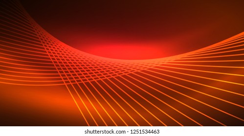 Neon glowing magic background, neon banner, night sky wallpaper. Magic light vector effect. Christmas abstract pattern.