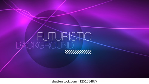 Neon glowing magic background, neon banner, night sky wallpaper. Magic light vector effect. Christmas abstract pattern.