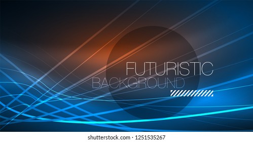 Neon glowing magic background, neon banner, night sky wallpaper. Magic light vector effect. Christmas abstract pattern.