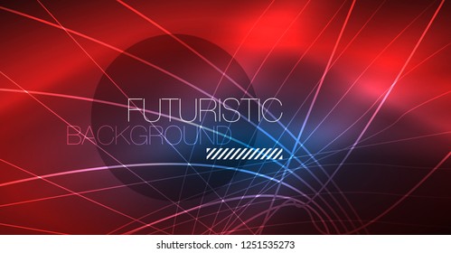 Neon glowing magic background, neon banner, night sky wallpaper. Magic light vector effect. Christmas abstract pattern.