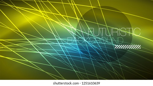 Neon glowing magic background, neon banner, night sky wallpaper. Magic light vector effect. Christmas abstract pattern.