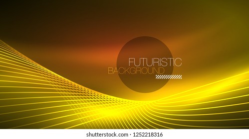 Neon glowing magic background, neon banner, night sky wallpaper. Magic light vector effect. Christmas abstract pattern.