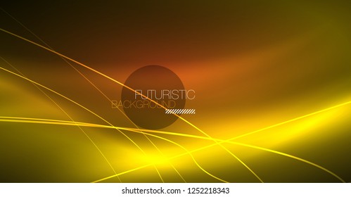 Neon glowing magic background, neon banner, night sky wallpaper. Magic light vector effect. Christmas abstract pattern.