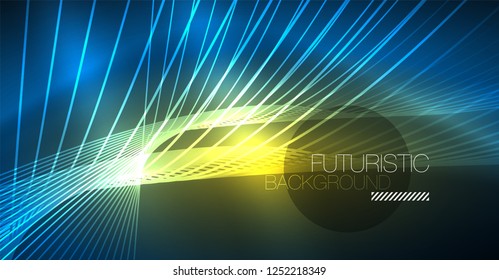 Fondo mágico brillante neón, pancarta de neón, papel tapiz de cielo nocturno. Efecto vector de luz mágica. Patrón abstracto de Navidad.