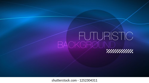 Neon glowing magic background, neon banner, night sky wallpaper. Magic light vector effect. Christmas abstract pattern.