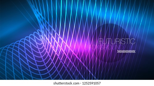 Fondo mágico brillante neón, pancarta de neón, papel tapiz de cielo nocturno. Efecto vector de luz mágica. Patrón abstracto de Navidad.
