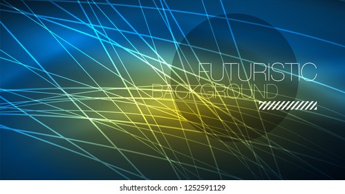 Neon glowing magic background, neon banner, night sky wallpaper. Magic light vector effect. Christmas abstract pattern.