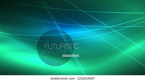 Neon leuchtend magischer Hintergrund, Neonbanner, Nachthimmelhintergrund. Magischer Licht-Vektoreffekt. Abstraktes Weihnachtsmuster.