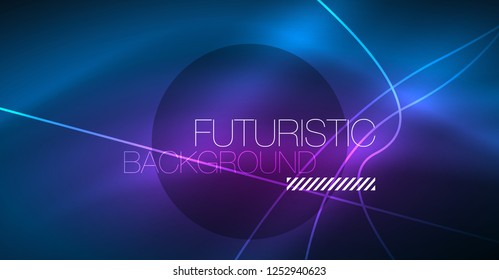 Neon glowing magic background, neon banner, night sky wallpaper. Magic light vector effect. Christmas abstract pattern.