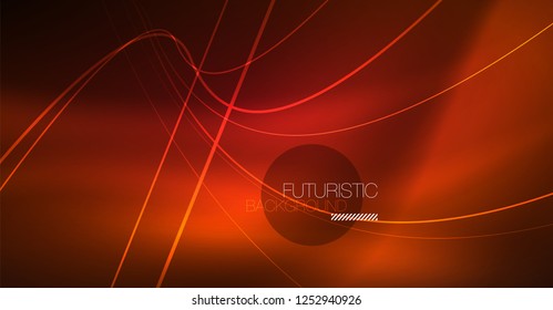 Neon glowing magic background, neon banner, night sky wallpaper. Magic light vector effect. Christmas abstract pattern.