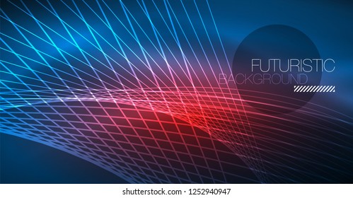 Fondo mágico brillante neón, pancarta de neón, papel tapiz de cielo nocturno. Efecto vector de luz mágica. Patrón abstracto de Navidad.