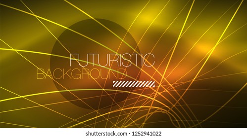 Neon glowing magic background, neon banner, night sky wallpaper. Magic light vector effect. Christmas abstract pattern.