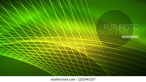 Fondo mágico brillante neón, pancarta de neón, papel tapiz de cielo nocturno. Efecto vector de luz mágica. Patrón abstracto de Navidad.