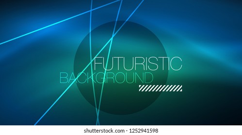Neon glowing magic background, neon banner, night sky wallpaper. Magic light vector effect. Christmas abstract pattern.