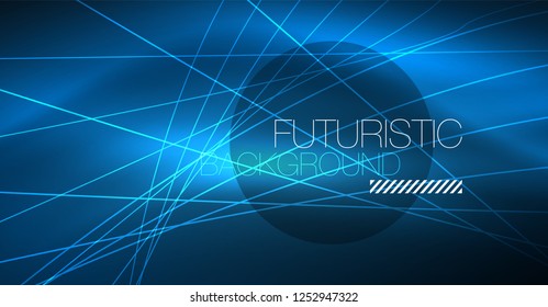 Neon glowing magic background, neon banner, night sky wallpaper. Magic light vector effect. Christmas abstract pattern.