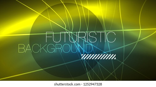 Neon glowing magic background, neon banner, night sky wallpaper. Magic light vector effect. Christmas abstract pattern.