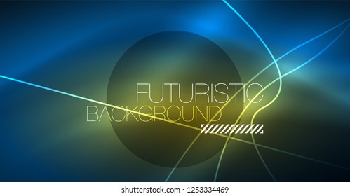 Neon glowing magic background, neon banner, night sky wallpaper. Magic light vector effect. Christmas abstract pattern.