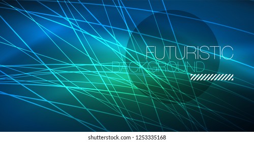 Neon glowing magic background, neon banner, night sky wallpaper. Magic light vector effect. Christmas abstract pattern.