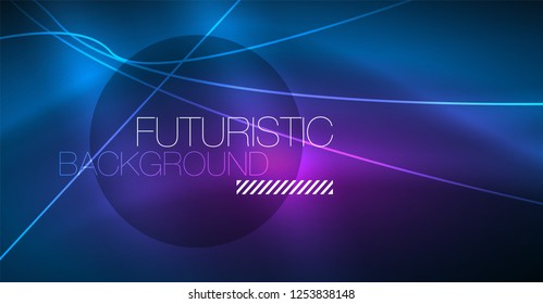 Neon glowing magic background, neon banner, night sky wallpaper. Magic light vector effect. Christmas abstract pattern.