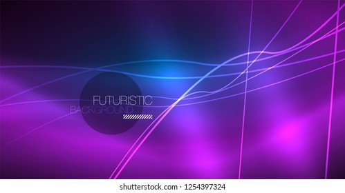 Neon leuchtend magischer Hintergrund, Neonbanner, Nachthimmelhintergrund. Magischer Licht-Vektoreffekt. Abstraktes Weihnachtsmuster.