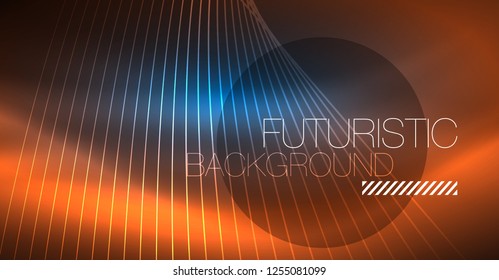 Neon glowing magic background, neon banner, night sky wallpaper. Magic light vector effect. Christmas abstract pattern.
