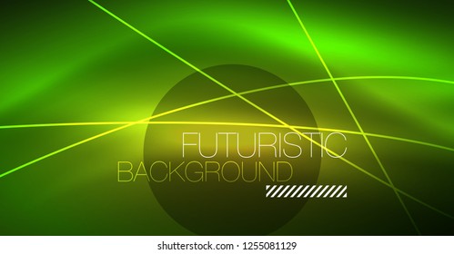 Neon glowing magic background, neon banner, night sky wallpaper. Magic light vector effect. Christmas abstract pattern.