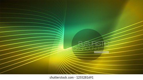Fondo mágico brillante neón, pancarta de neón, papel tapiz de cielo nocturno. Efecto vector de luz mágica. Patrón abstracto de Navidad.