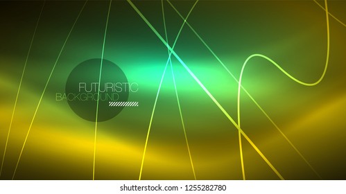 Neon leuchtend magischer Hintergrund, Neonbanner, Nachthimmelhintergrund. Magischer Licht-Vektoreffekt. Abstraktes Weihnachtsmuster.