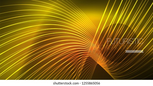 Neon glowing magic background, neon banner, night sky wallpaper. Magic light vector effect. Christmas abstract pattern.