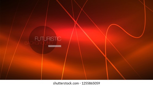 Neon glowing magic background, neon banner, night sky wallpaper. Magic light vector effect. Christmas abstract pattern.