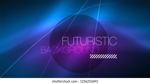 Neon glowing magic background, neon banner, night sky wallpaper. Magic light vector effect. Christmas abstract pattern.