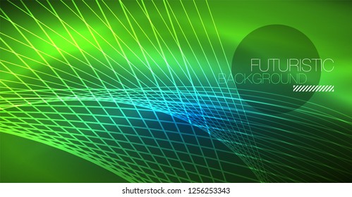 Fondo mágico brillante neón, pancarta de neón, papel tapiz de cielo nocturno. Efecto vector de luz mágica. Patrón abstracto de Navidad.