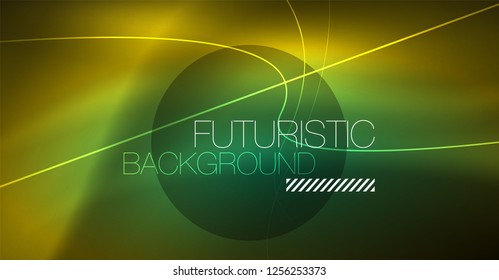 Neon glowing magic background, neon banner, night sky wallpaper. Magic light vector effect. Christmas abstract pattern.