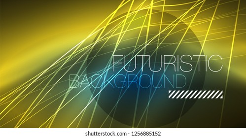 Neon glowing magic background, neon banner, night sky wallpaper. Magic light vector effect. Christmas abstract pattern.