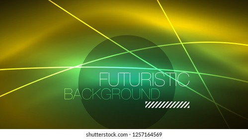 Neon glowing magic background, neon banner, night sky wallpaper. Magic light vector effect. Christmas abstract pattern.
