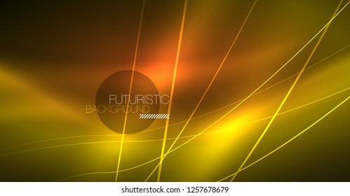Fondo mágico brillante neón, pancarta de neón, papel tapiz de cielo nocturno. Efecto vector de luz mágica. Patrón abstracto de Navidad.