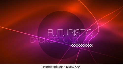 Neon glowing magic background, neon banner, night sky wallpaper. Magic light vector effect. Christmas abstract pattern.