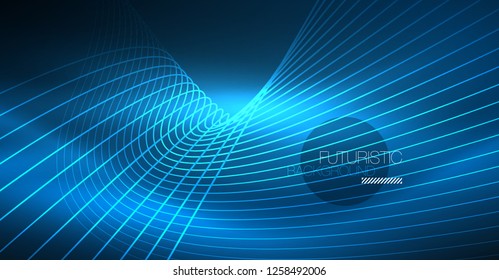 Neon glowing magic background, neon banner, night sky wallpaper. Magic light vector effect. Christmas abstract pattern.
