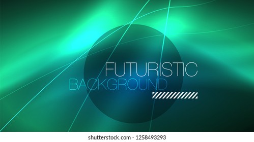 Neon glowing magic background, neon banner, night sky wallpaper. Magic light vector effect. Christmas abstract pattern.